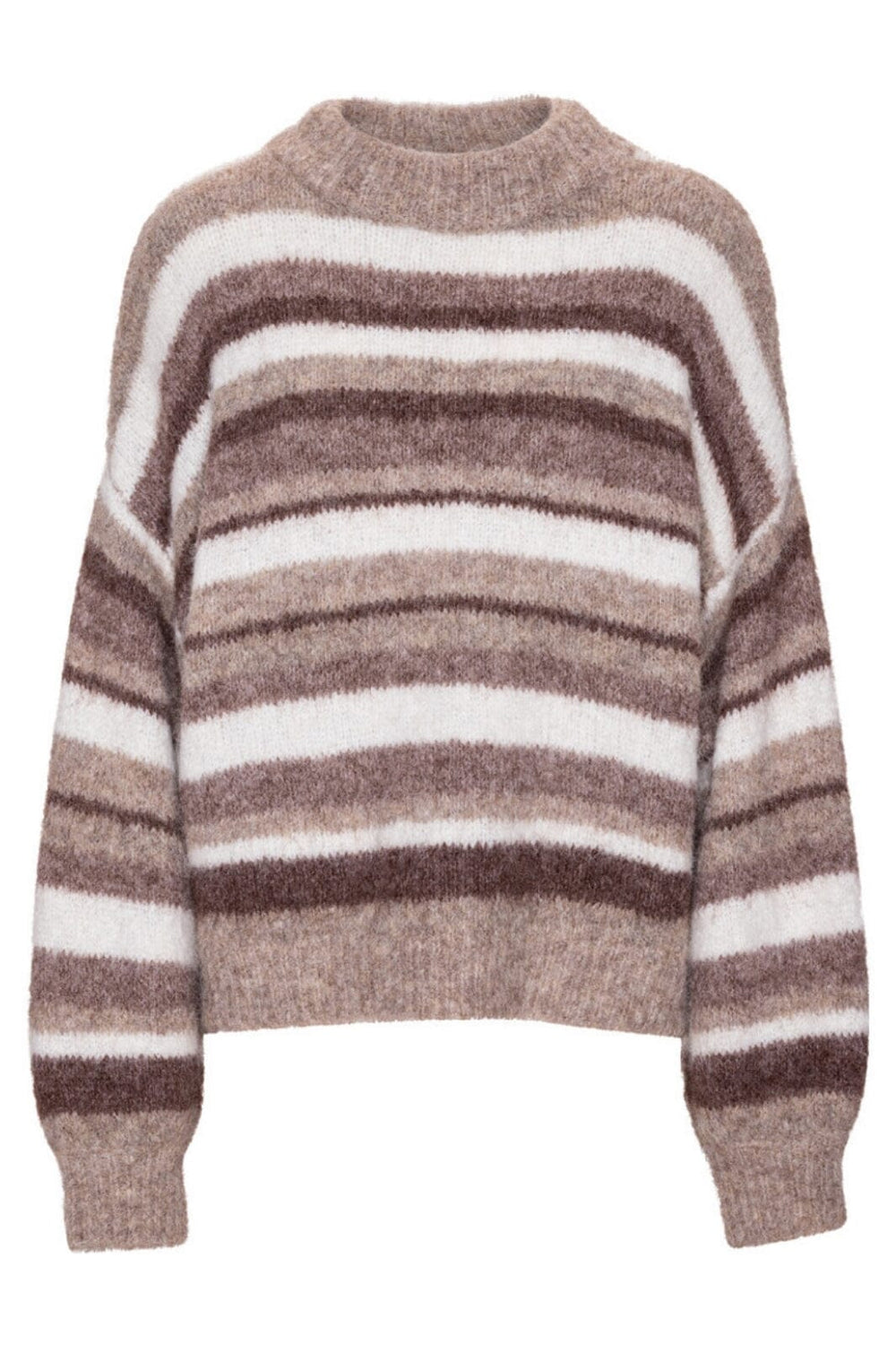 Forudbestilling - A-VIEW - Patrisia Knit Pullover - Brown/White Strikbluser 