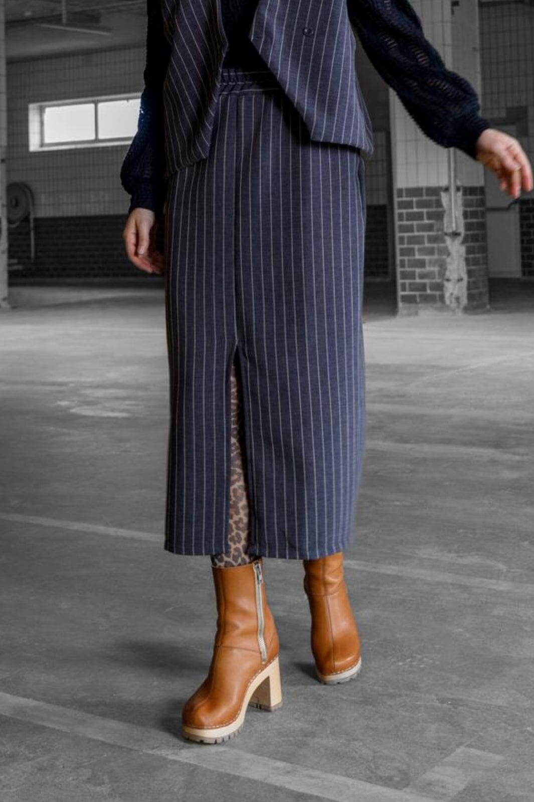 Forudbestilling - Black Colour - Bcchicago Skirt - Grey Stripe Nederdele 