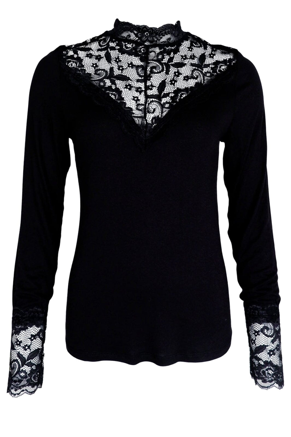 Forudbestilling - Black Colour - Bcloa Ls Lace Blouse - Black Bluser 