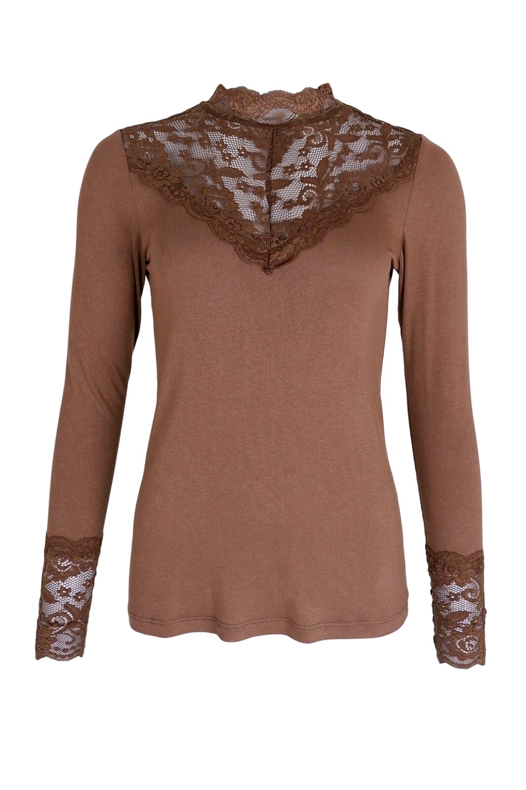 Forudbestilling - Black Colour - Bcloa Ls Lace Blouse - Coffee Bluser 