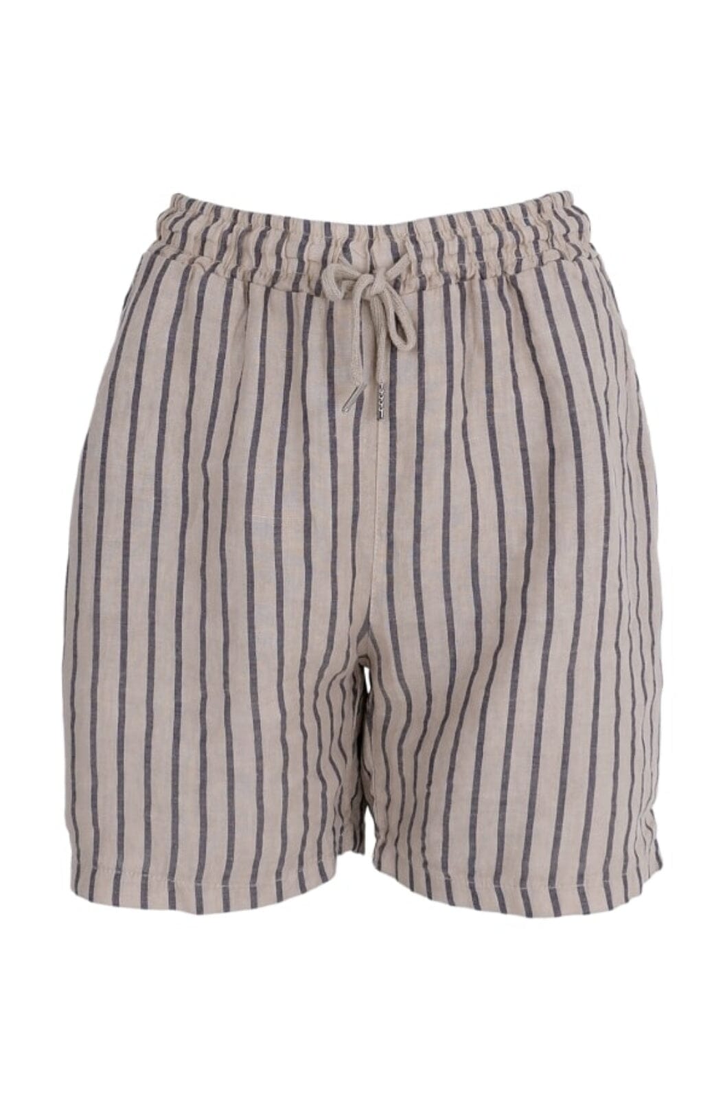 Forudbestilling - Black Colour - Bcmelina Linen Shorts - Beige Stripe - (Marts) Shorts 