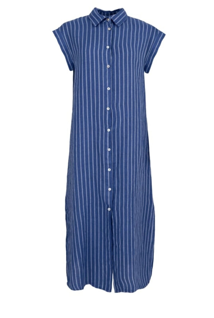 Forudbestilling - Black Colour - Bcmelina Long Shirt Dress - Blue Stripe - (April) Kjoler 