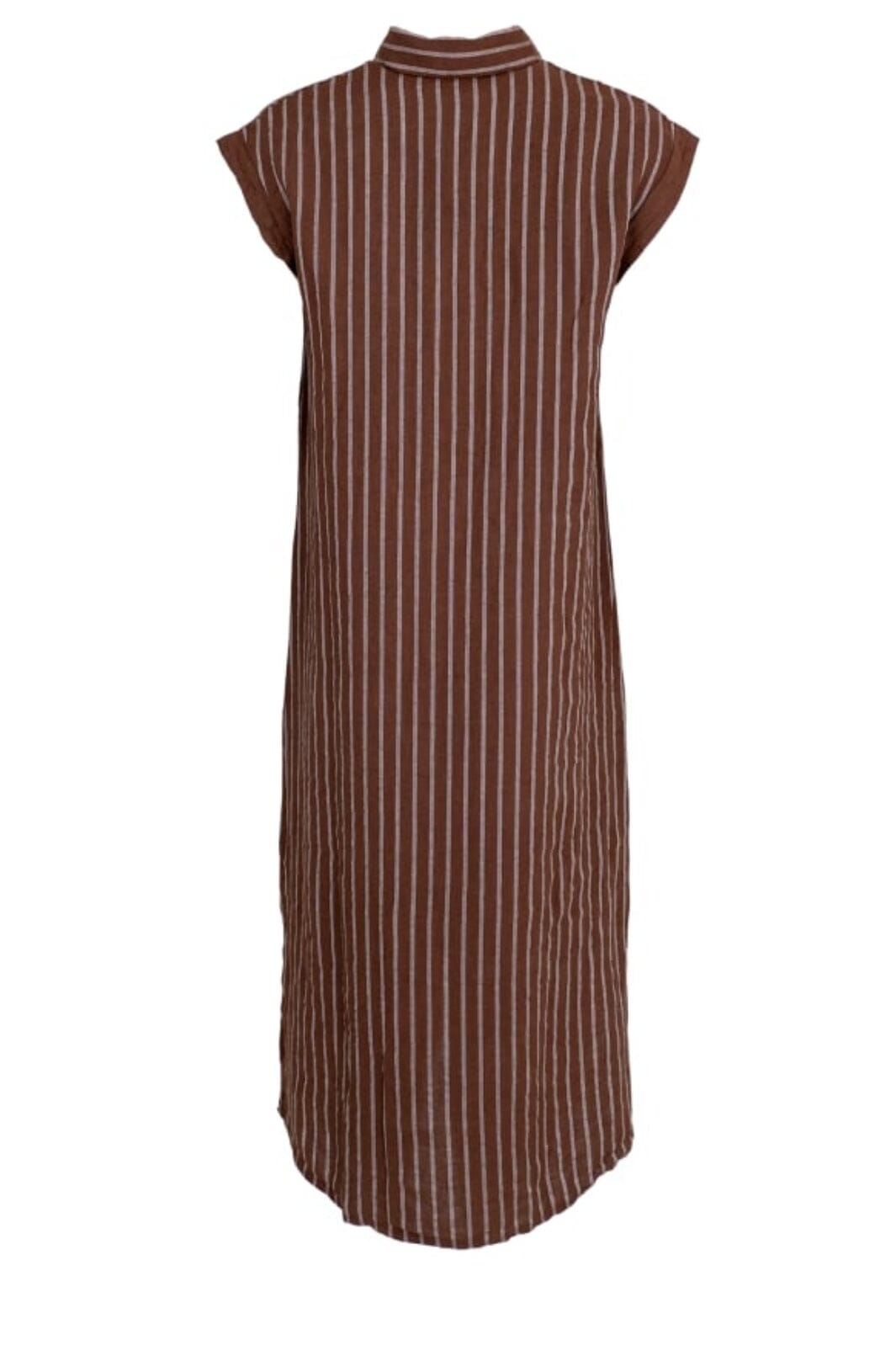 Forudbestilling - Black Colour - Bcmelina Long Shirt Dress - Nougat Stripe - (April) Kjoler 
