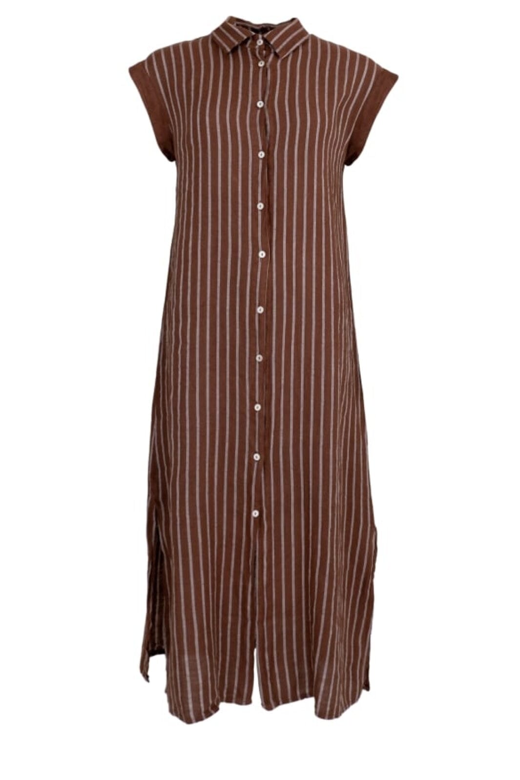 Forudbestilling - Black Colour - Bcmelina Long Shirt Dress - Nougat Stripe - (April) Kjoler 