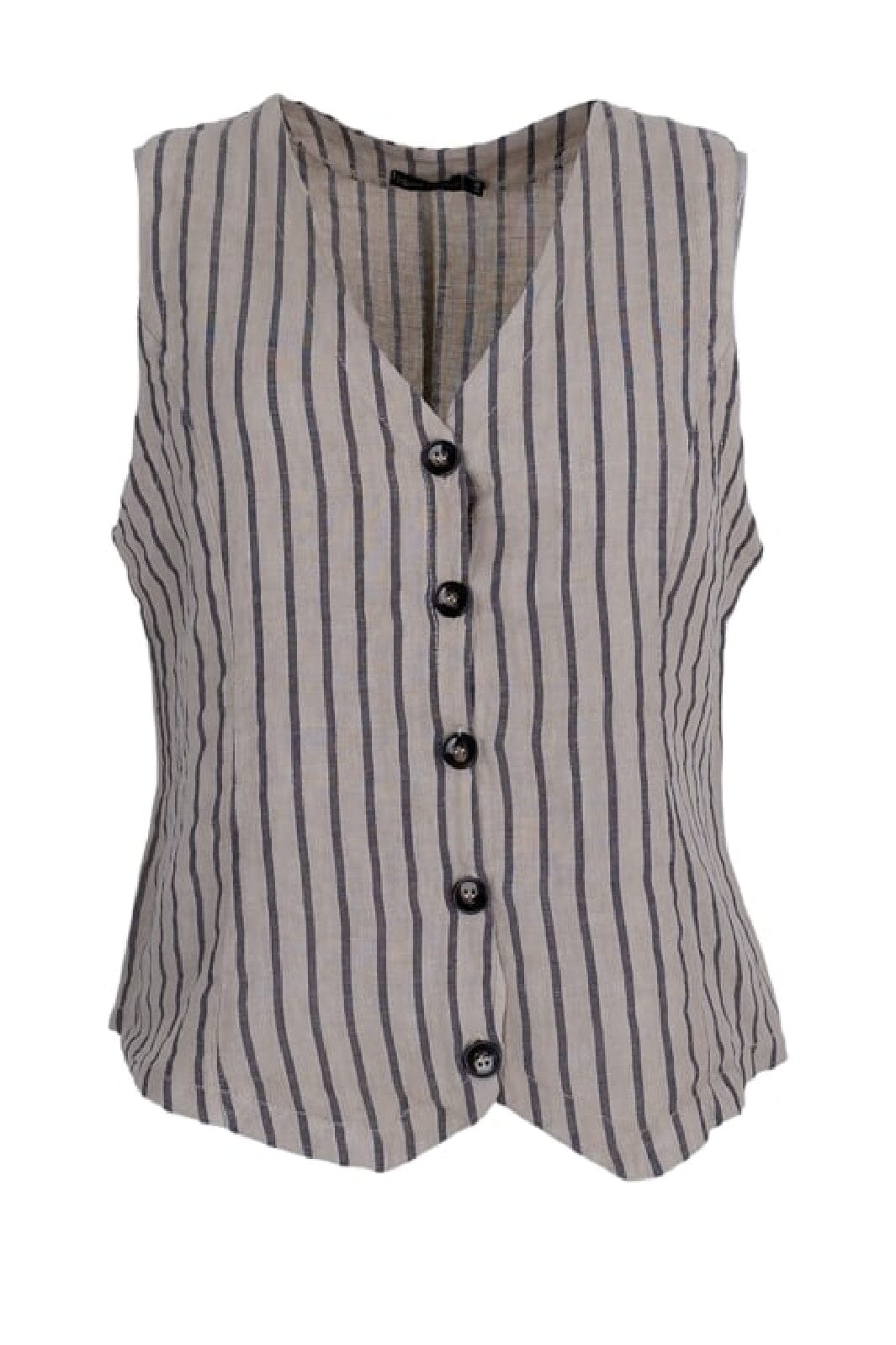 Forudbestilling - Black Colour - Bcmelina Vest - Beige Stripe - (April) Veste 