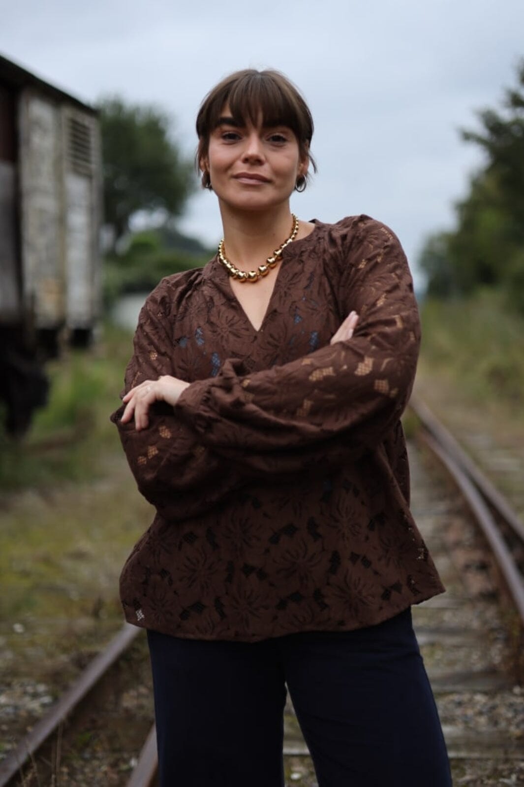 Forudbestilling - Black Colour - Bcnelly Flower Blouse - Coffee Bluser 