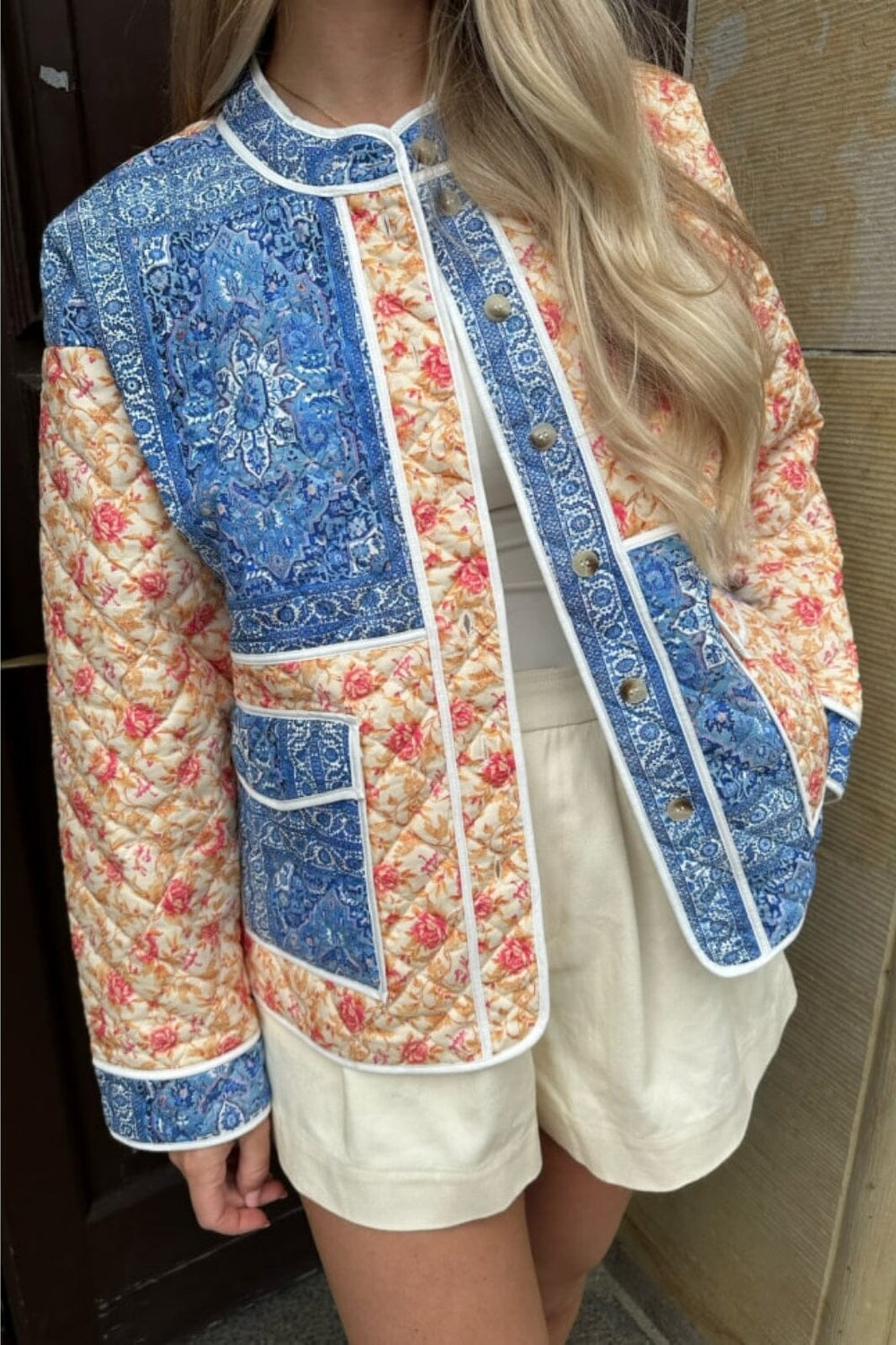 Forudbestilling - BYIC - Emmy Quilted Jacket Rose Blue Multicolor Jakker 