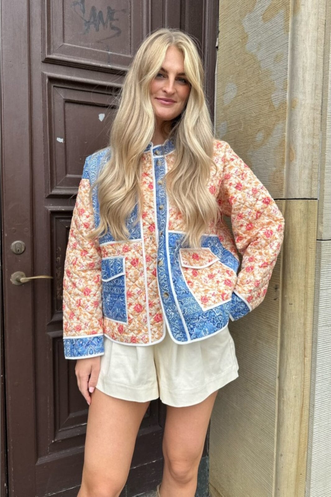 Forudbestilling - BYIC - Emmy Quilted Jacket Rose Blue Multicolor Jakker 