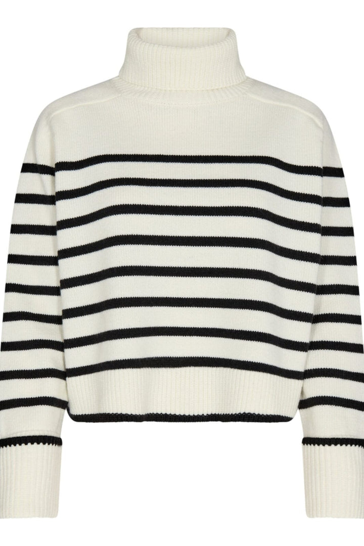 Forudbestilling - Co´couture - Merocc Crop Stripe Knit - 11 Off White Strikbluser 