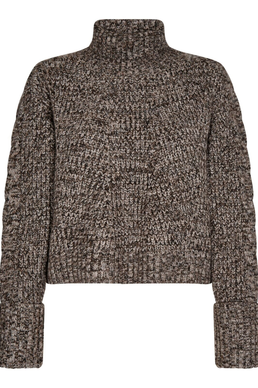 Forudbestilling - Co´couture - Rowcc Melange Crop Roll Neck - 83 Mocca Strikbluser 