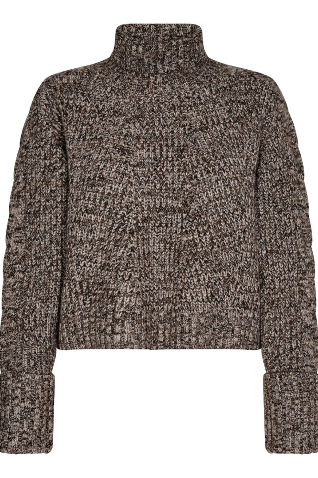 Forudbestilling - Co´couture - Rowcc Melange Crop Roll Neck - 83 Mocca Strikbluser 