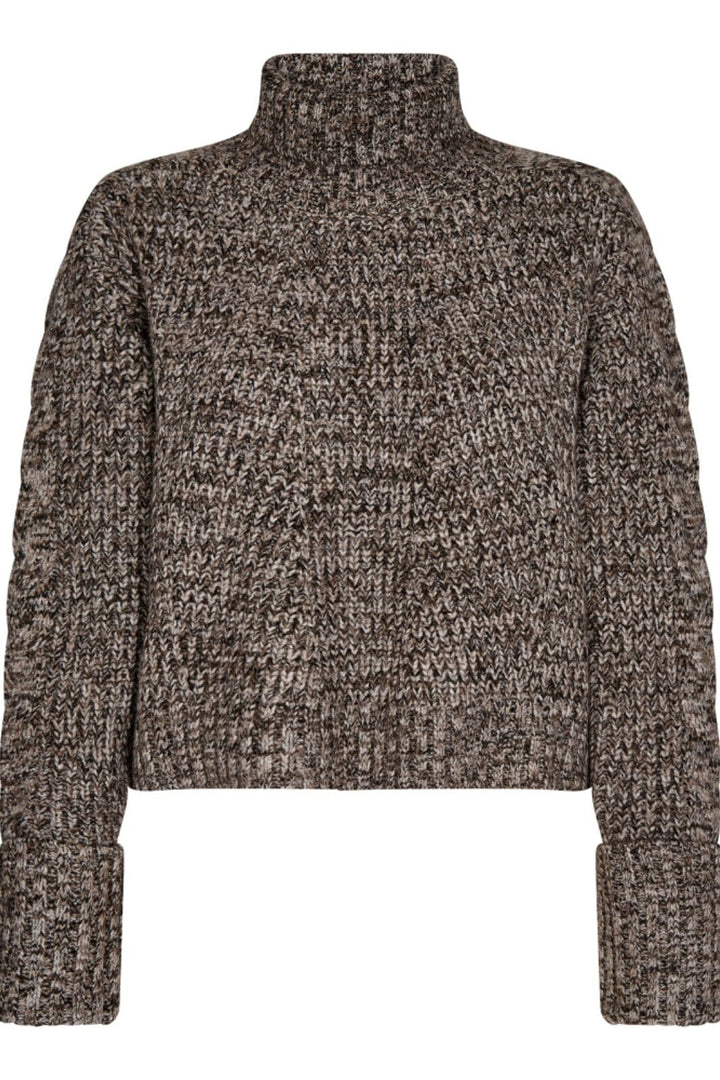 Forudbestilling - Co´couture - Rowcc Melange Crop Roll Neck - 83 Mocca Strikbluser 