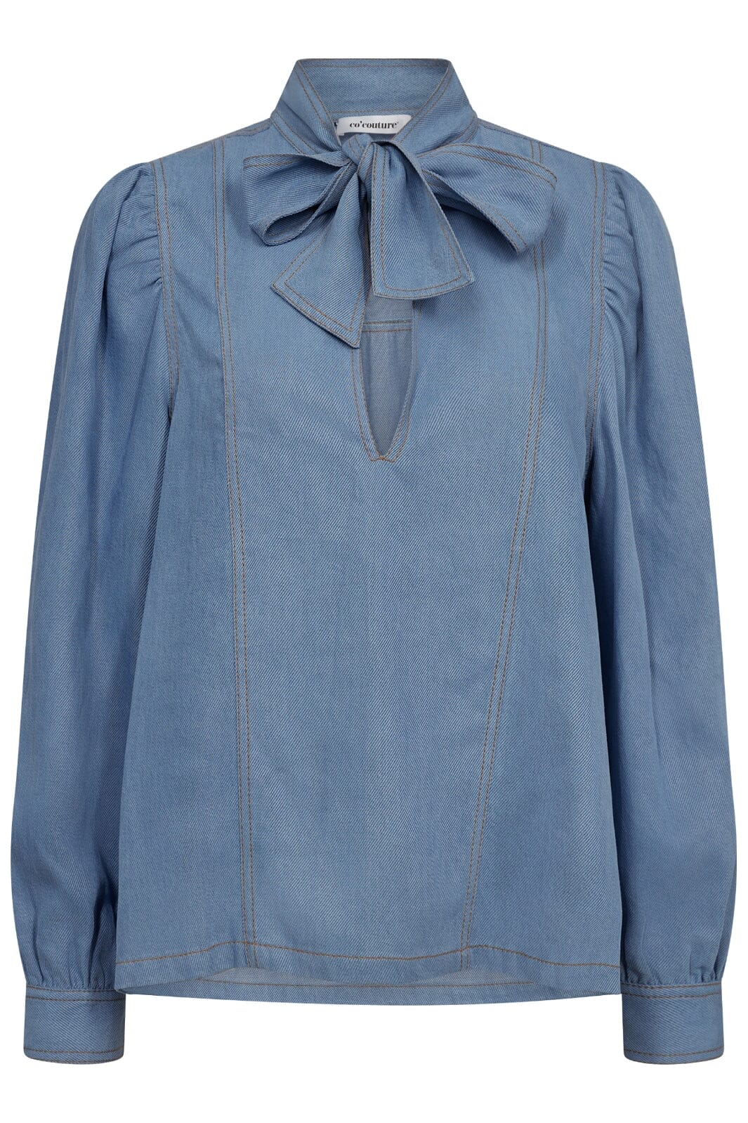 Forudbestilling - Co´couture - Tituscc Denim Blow Blouse 35399 - 552 Denim Blue Bluser 