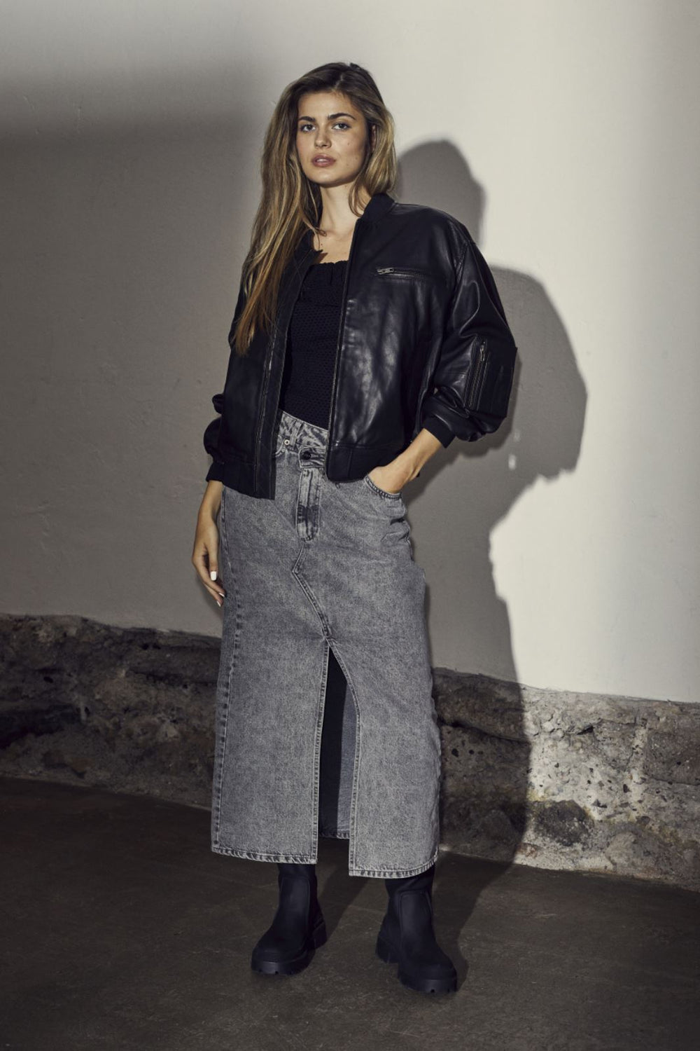 Forudbestilling - Co´couture - Vikacc Asym Slit Skirt - 139 Mid Grey Nederdele 