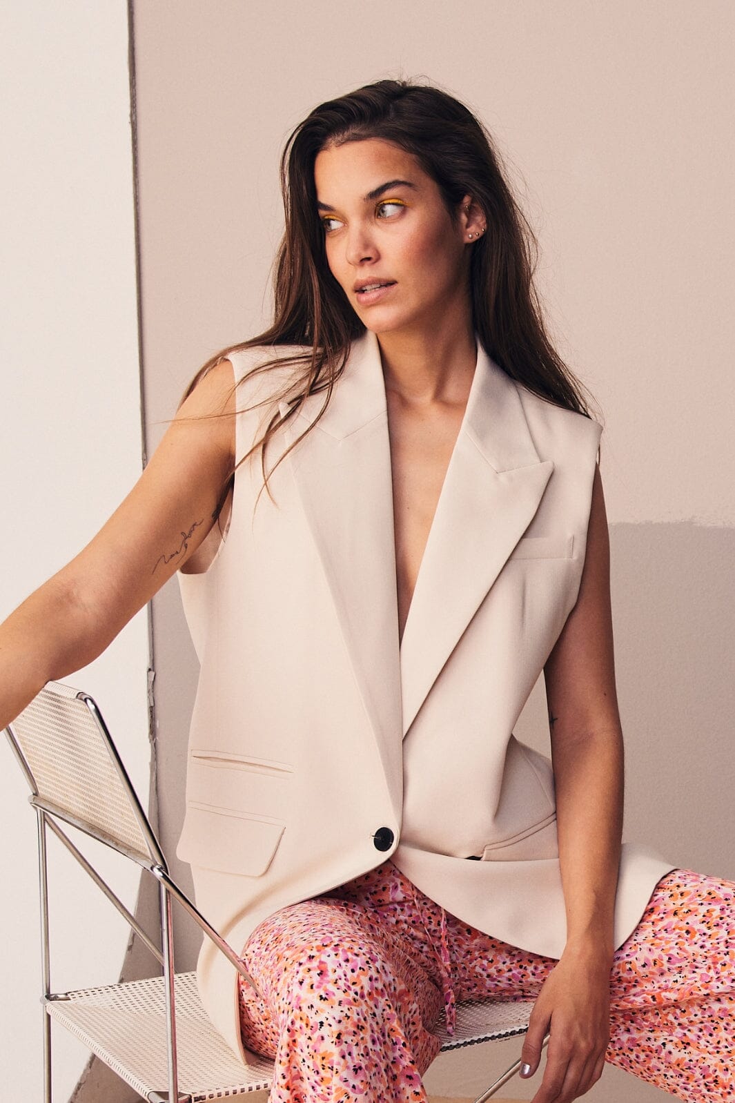 Forudbestilling - Co´couture - Vola Single Oversize Vest - Bone - (April) Veste 