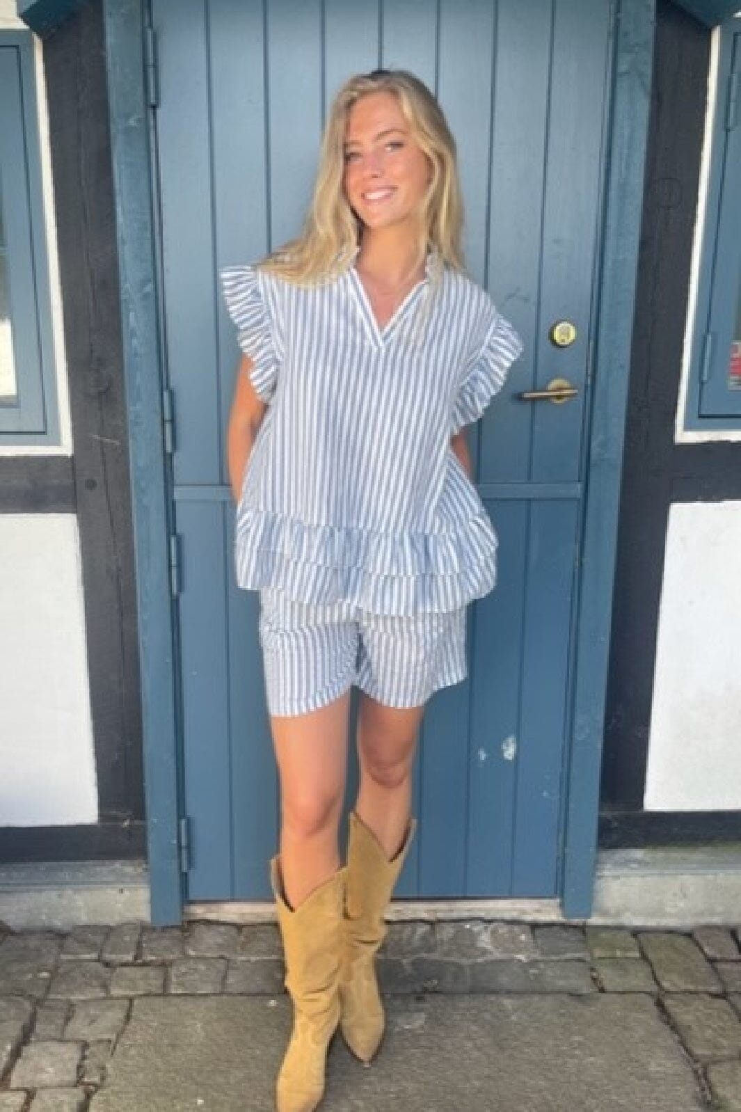 Forudbestilling - Continue - Lee Stripe Fringles - 416 Blue Stripe Toppe 