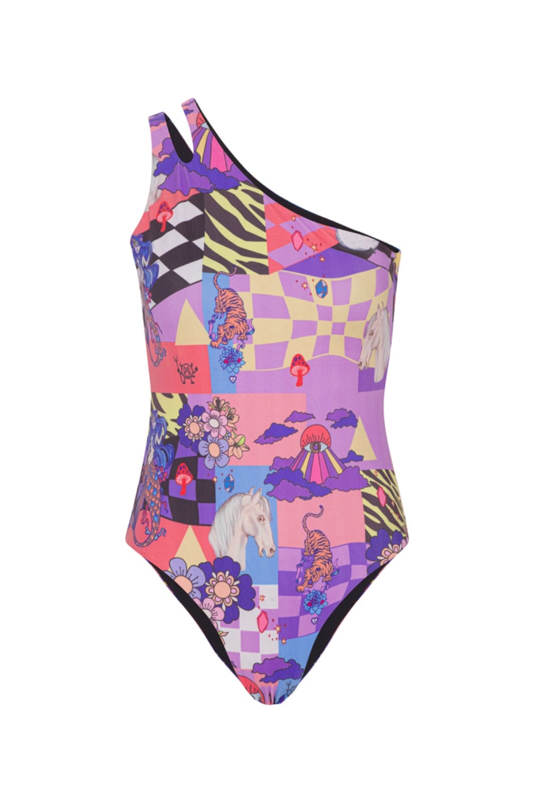 Forudbestilling - Hunkøn - Alice One-shoulder Swimsuit - Dream World Art print (Jan/Feb) Badedragter 