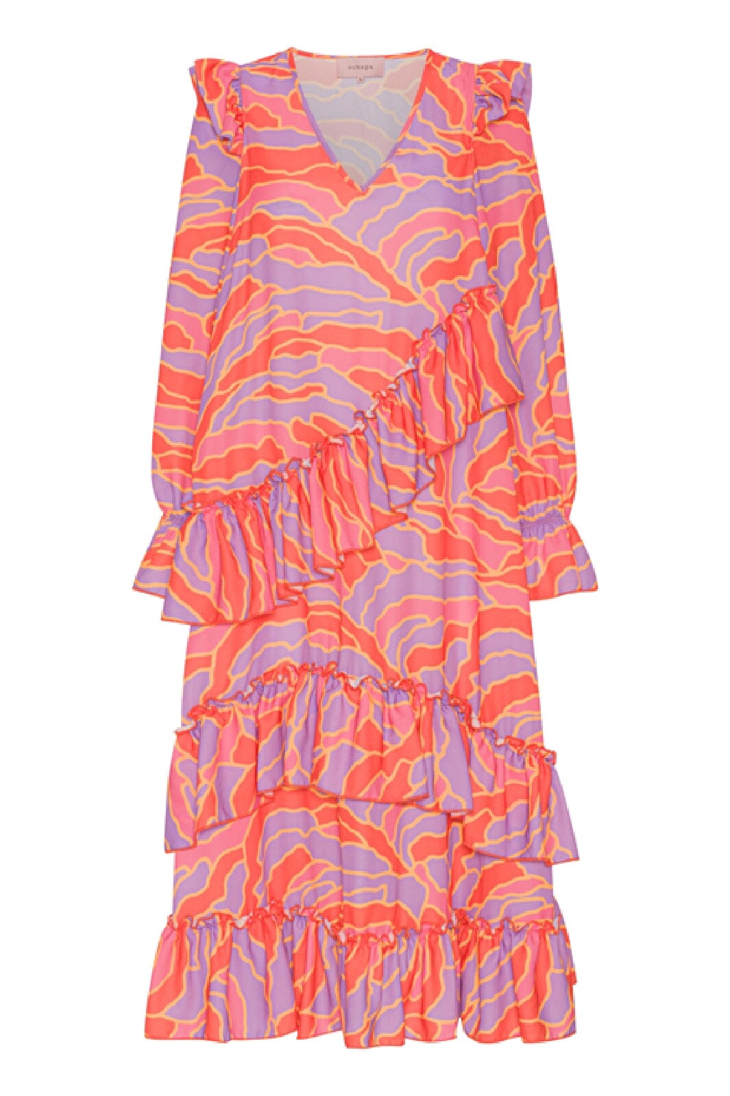 Forudbestilling - Hunkøn - Coralie Ruffle dress - Heat Wave Art Print (Jan/Feb) Kjoler 