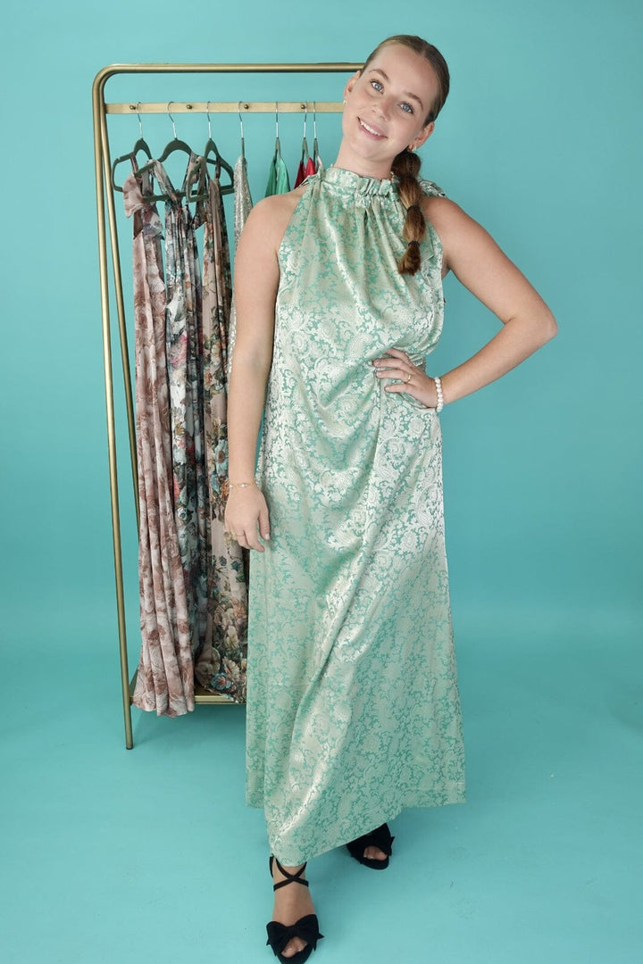 Forudbestilling - Karmamia - Simone Dress - Emerald Gold Jacquard (Maj/Juni) Kjoler 