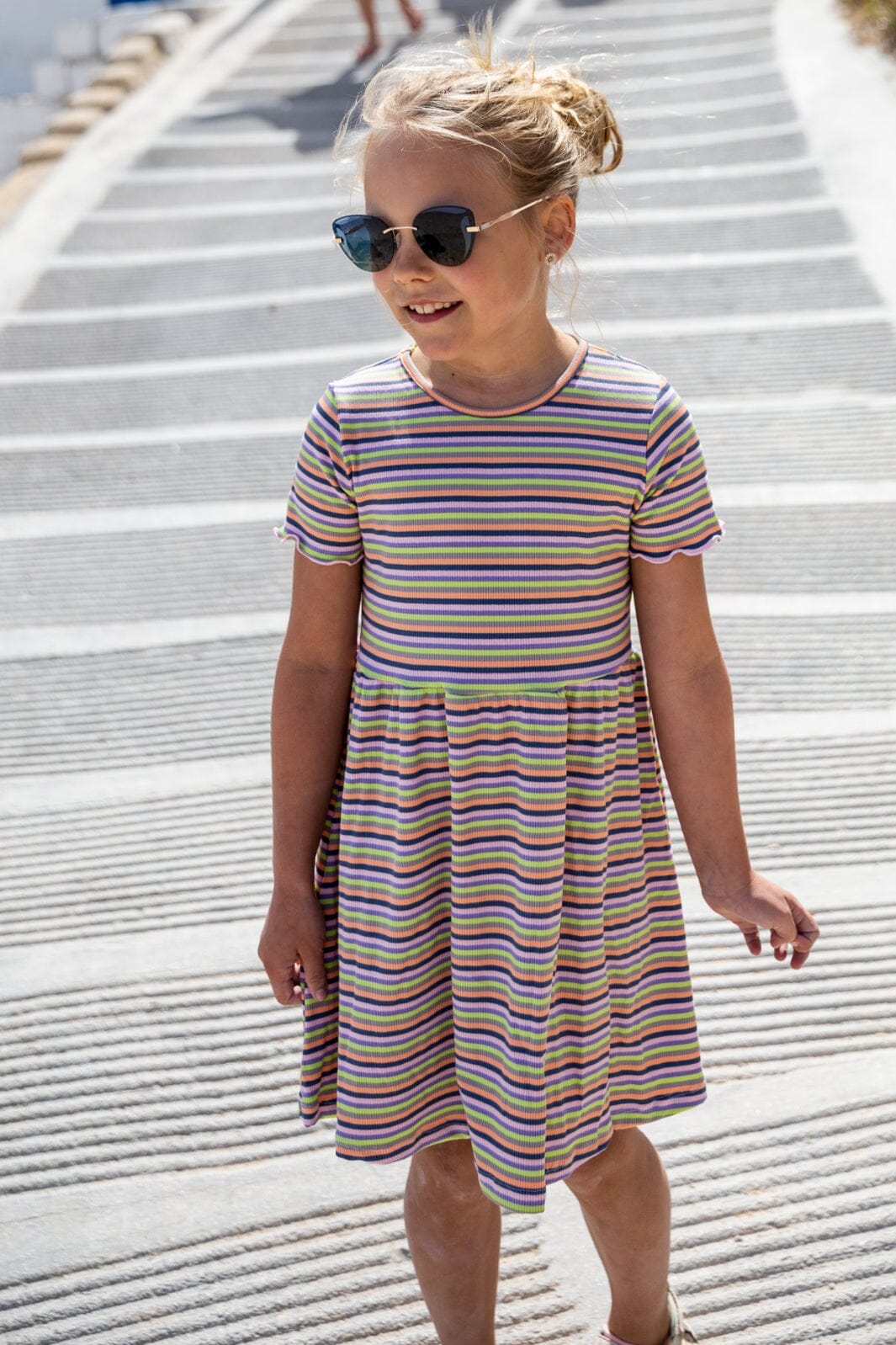 Forudbestilling - Liberte Ami - Natalia-Ss-Dress-Kids - Multi Grey Stripe (April) Kjoler 