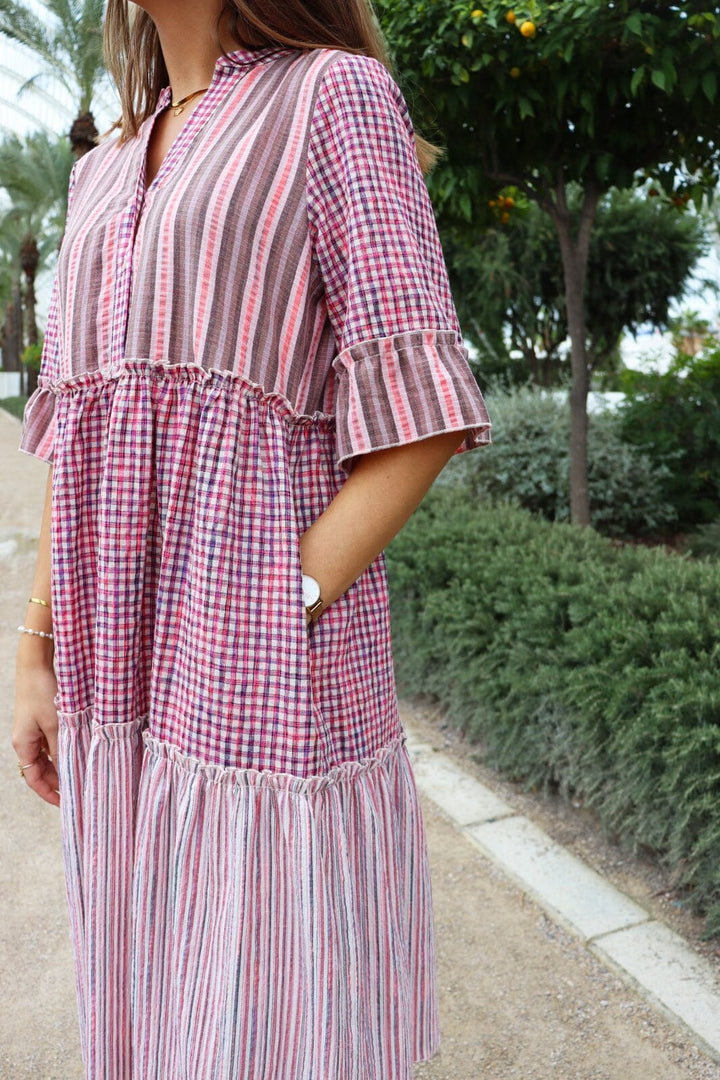 Forudbestilling - Liberte - Ellie-Dress - Brown Pink Mix (April) Kjoler 