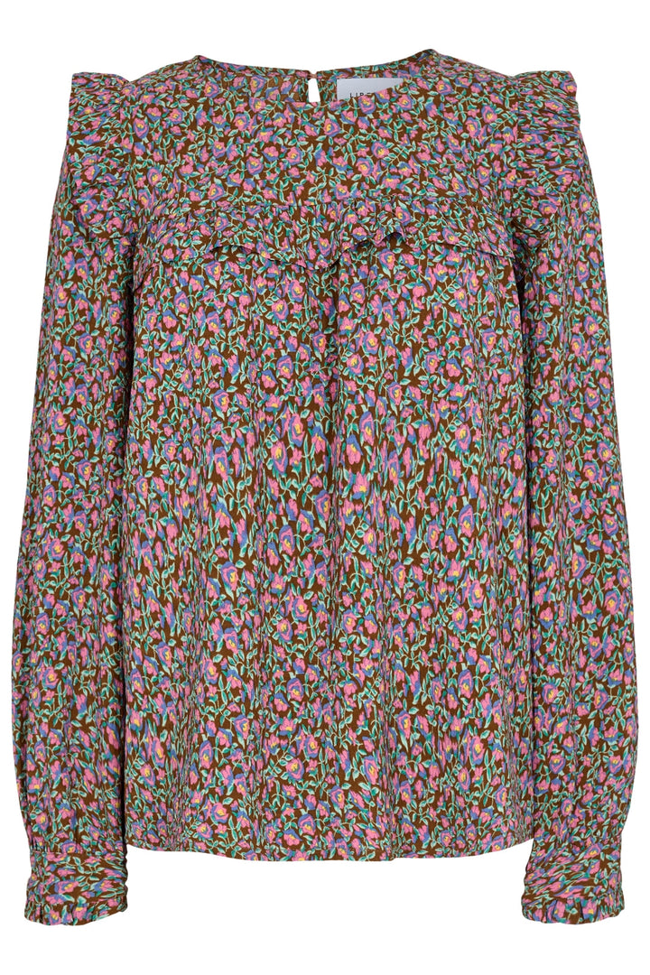 Forudbestilling - Liberte - Heather-Ls-Blouse - Pink Brown Flower (Oktober) Bluser 