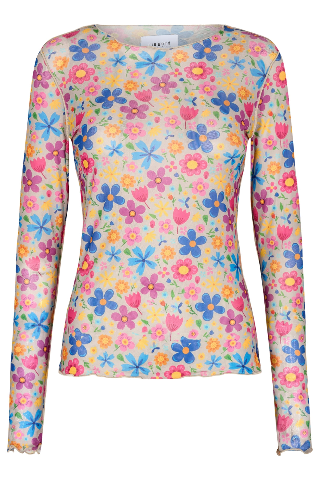 Forudbestilling - Liberte - Mesh Top - Funny Flowers Sand (Juni) Bluser 