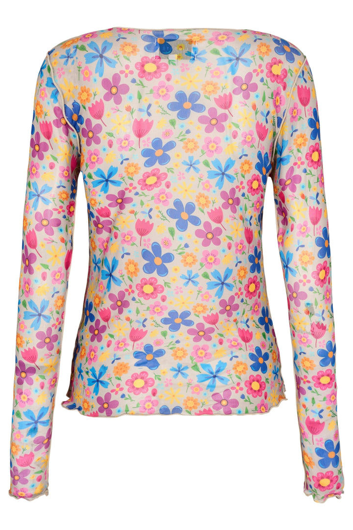 Forudbestilling - Liberte - Mesh Top - Funny Flowers Sand (Juni) Bluser 
