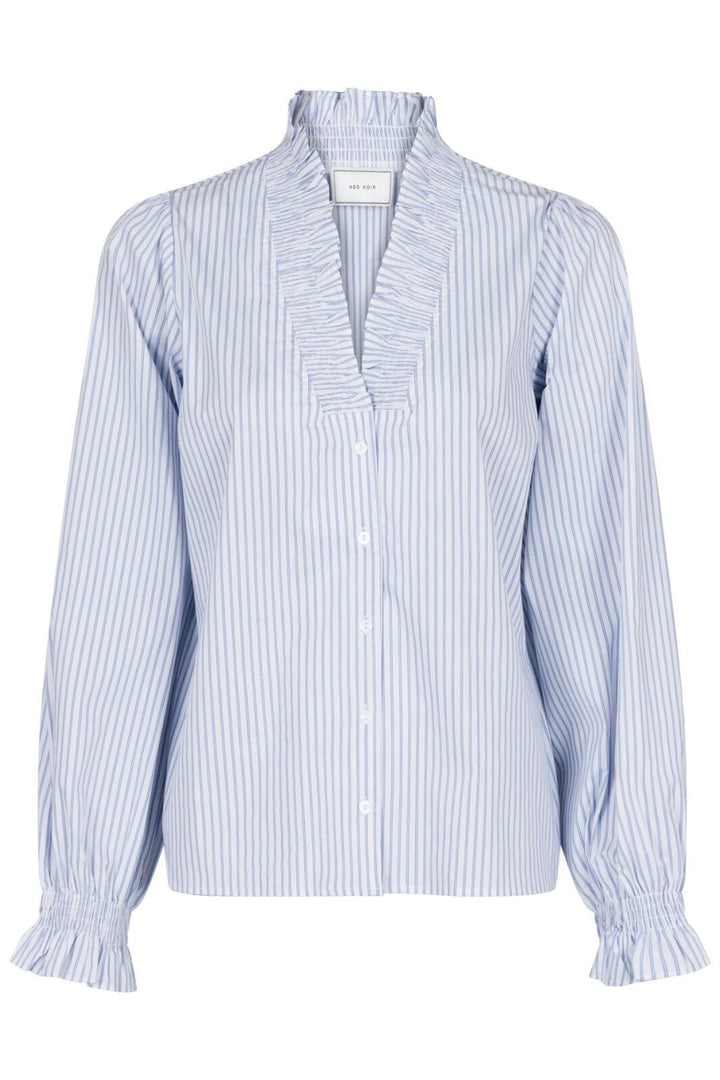 Forudbestilling - Neo Noir - Brielle Stripe Shirt - White/Light Blue - (Marts) Skjorter 