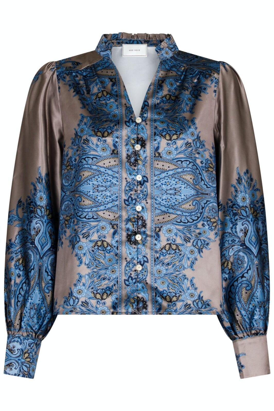 Forudbestilling - Neo Noir - Massima Paisley Border Blouse - Blue Bluser 