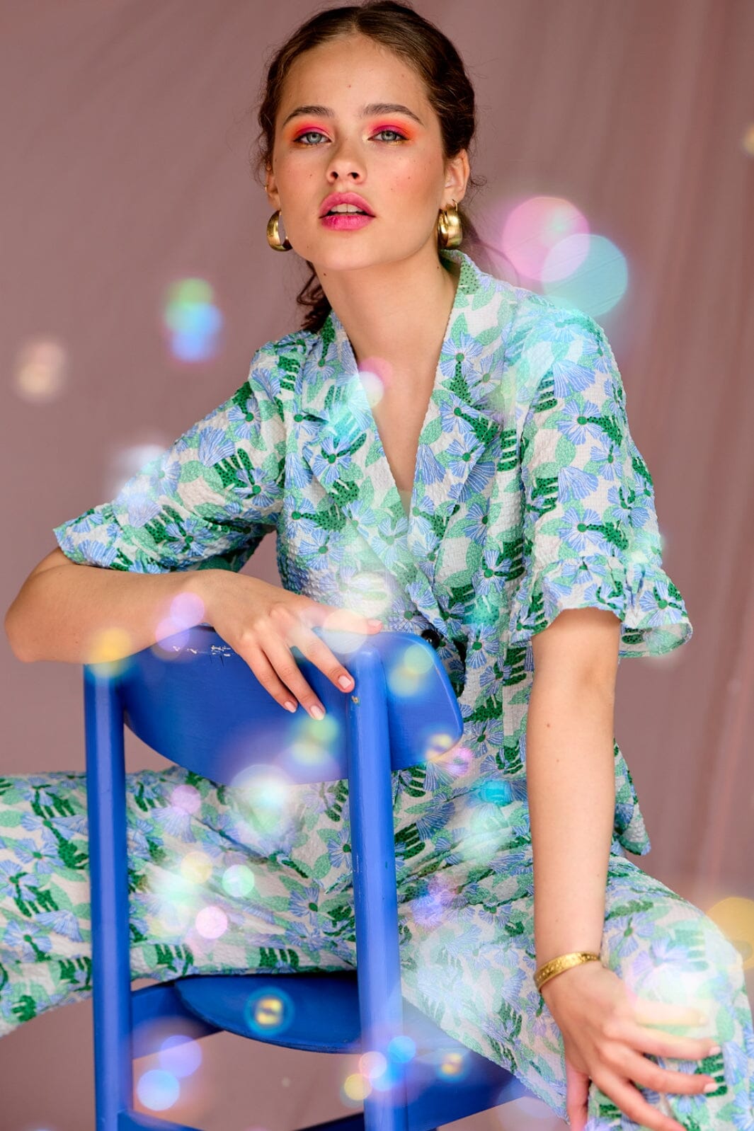 Forudbestilling - Noella - Magda Shirt Blouse - White/green flower (Februar) Bluser 