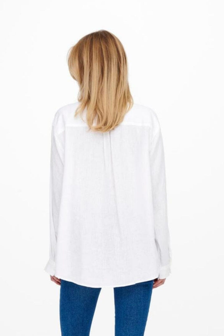 Forudbestilling - Only - Onltokyo L/S Linen Blend Shirt - 3910462 Bright White (Maj) Skjorter 