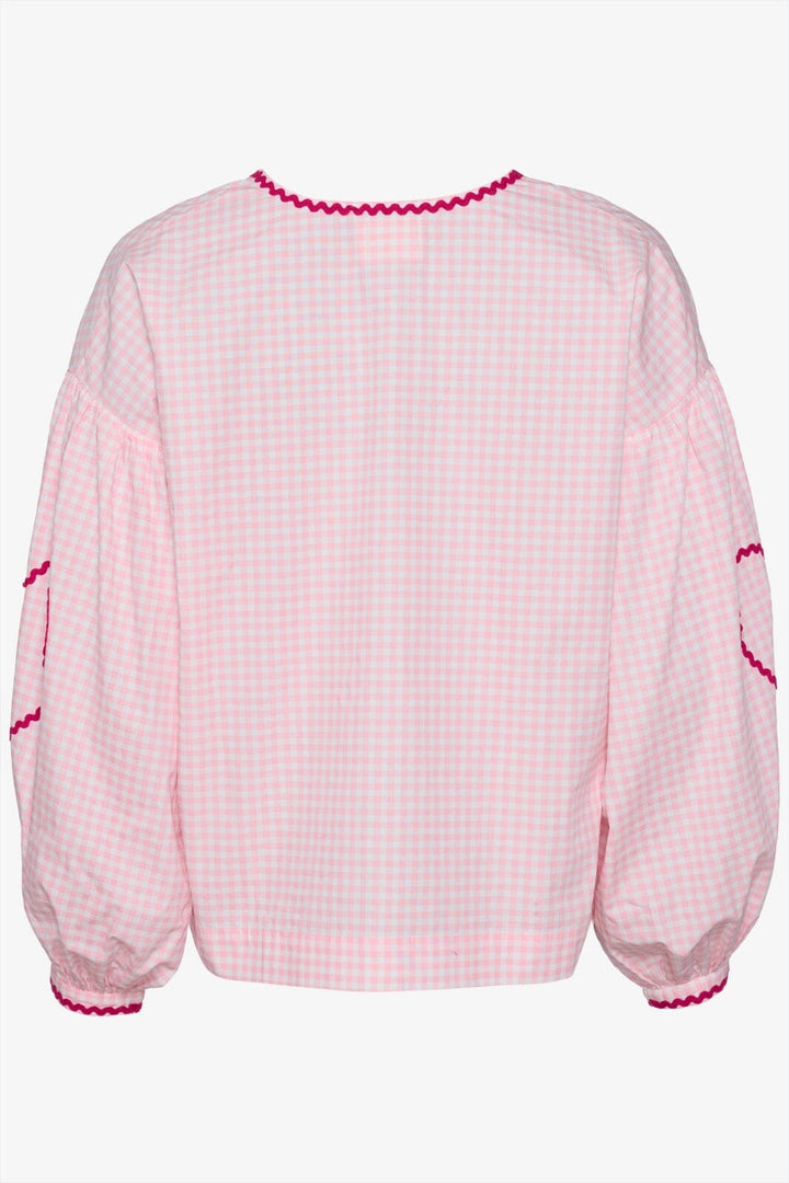 Forudbestilling - Sissel Edelbo - Astrid Organic Cotton Top - Pink Checks (Maj/Juni) Toppe 
