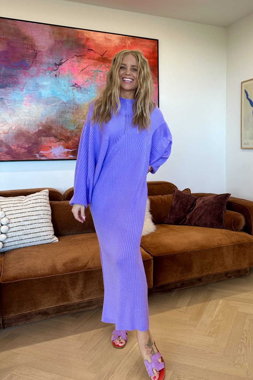 Forudbestilling - Valentin Studio - Cosy Knit Dress - Purple (Marts/April) Kjoler 