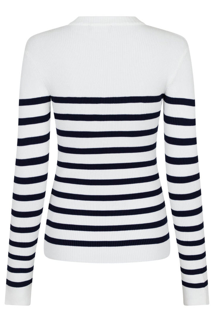 Forudbestilling - Valentin Studio - Gold Button Knit Blouse - Navy Stripe (Juni) Bluser 
