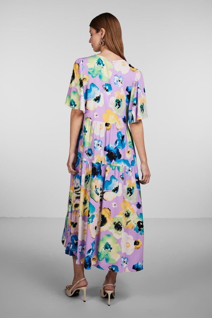 Forudbestilling - Y.A.S - Yasmalou 2/4 Long Shirt Dress S. - Sheer Lilac MALOU AOP (Februar) Kjoler 