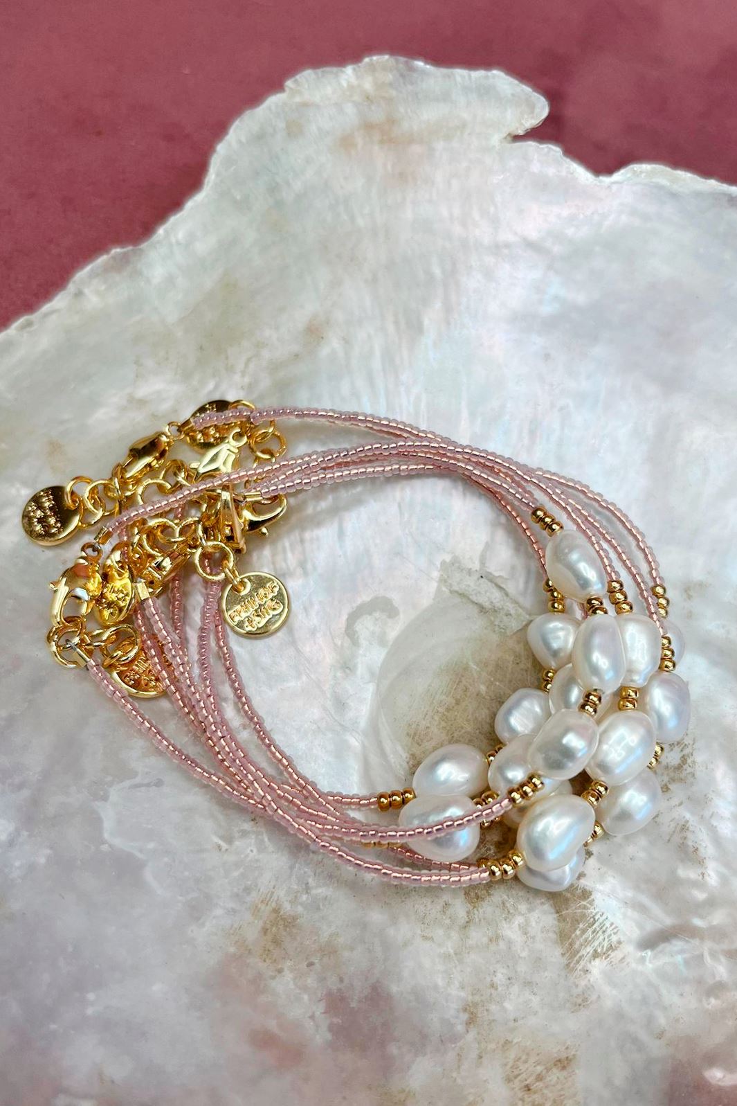 FRIIHOF+SIIG - Pearl Armbånd Armbånd Transparent Lyserød 