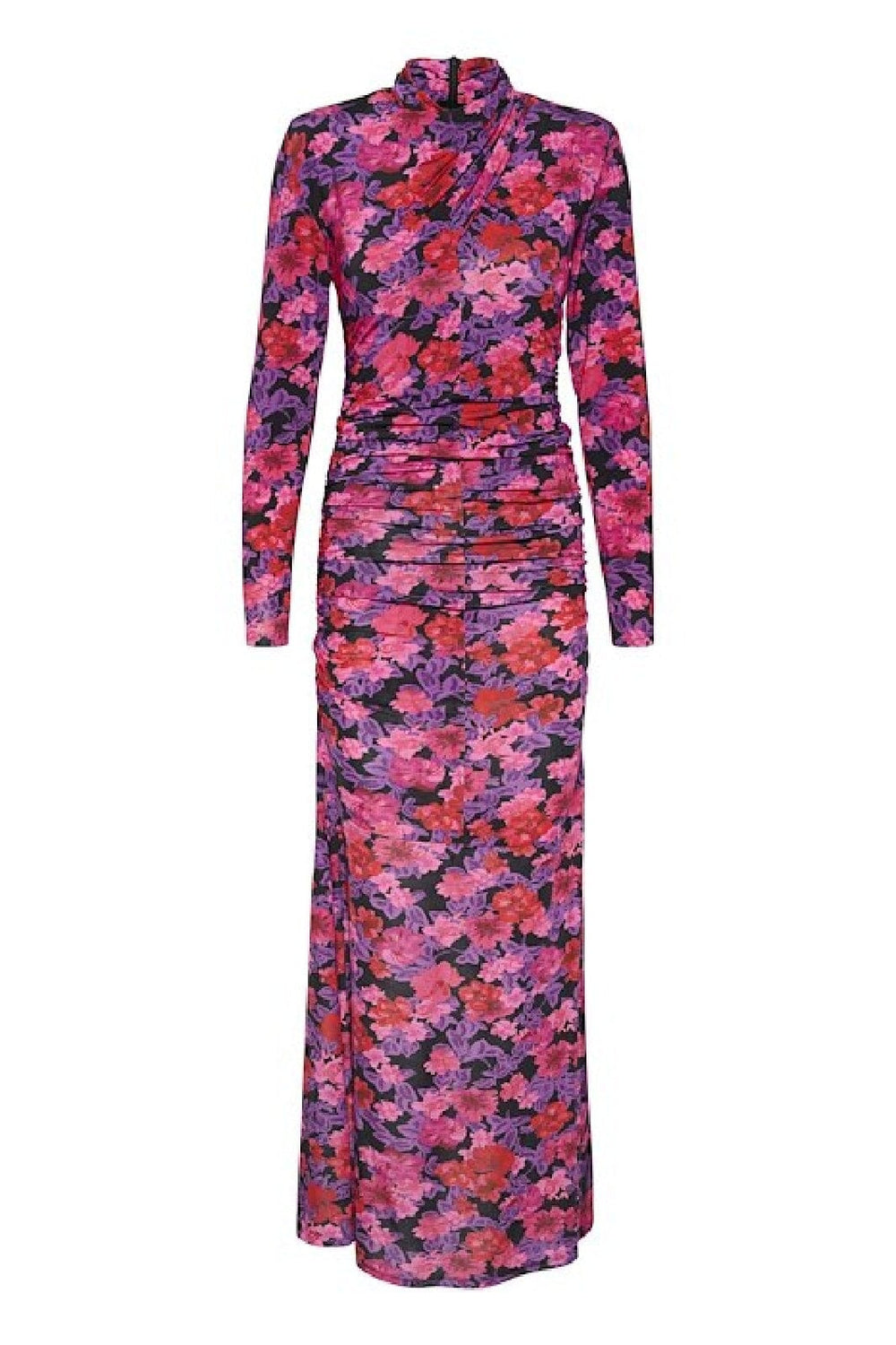 Gestuz - AshaGZ P high neck long dress - Pink purple flower Kjoler 