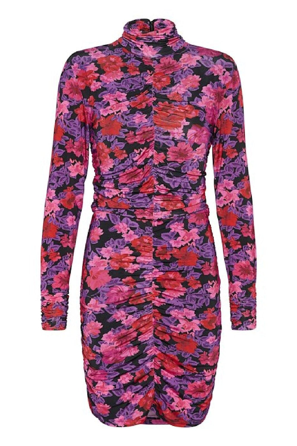 Gestuz - AshaGZ P ls short dress - Pink purple flower Kjoler 