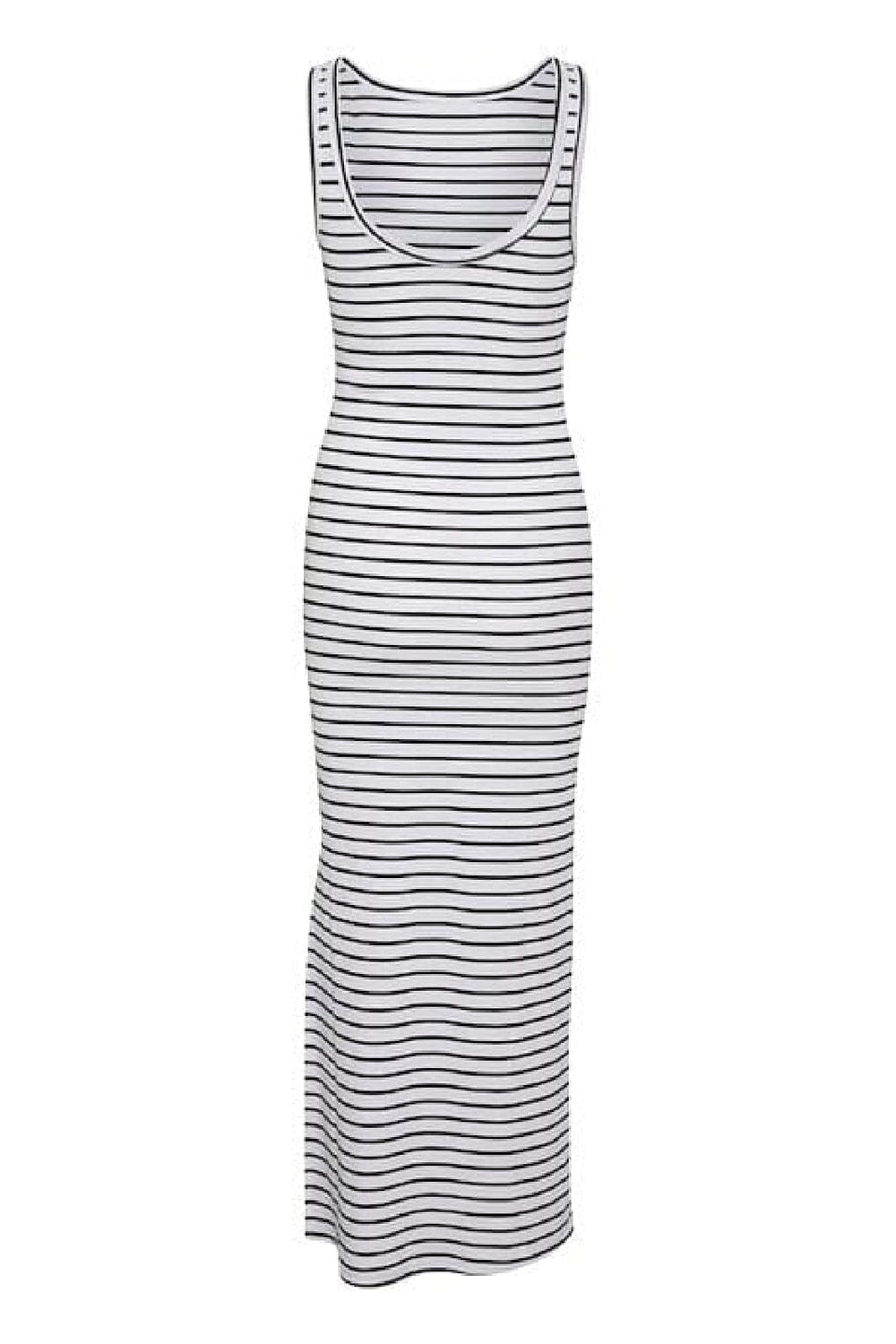Gestuz - DrewGZ sl reversible stripe dress NOOS - Bright White Black stripe Kjoler 