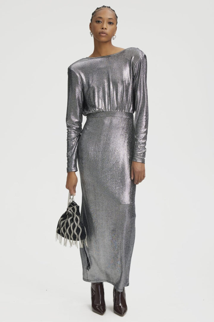 Gestuz - EiraGZ long dress - Silver structure Kjoler 