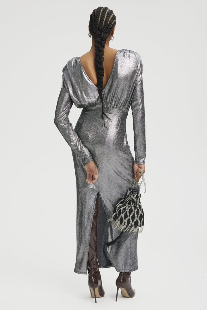 Gestuz - EiraGZ long dress - Silver structure Kjoler 