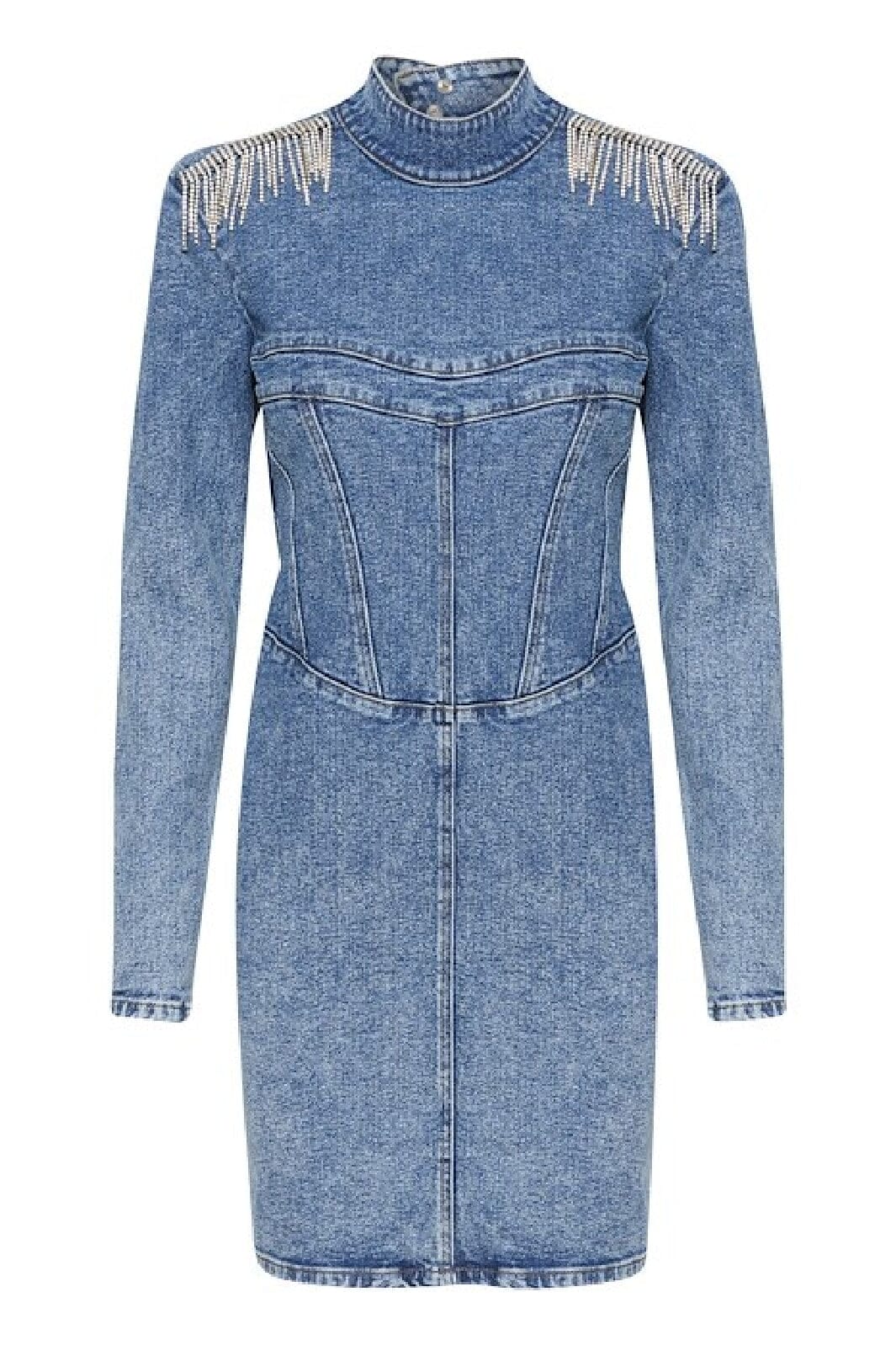 Gestuz - FrillyGZ short dress - Mid blue washed Kjoler 