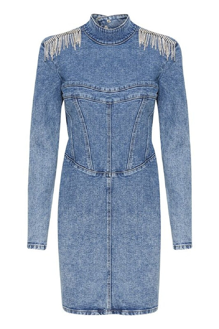 Gestuz - FrillyGZ short dress - Mid blue washed Kjoler 