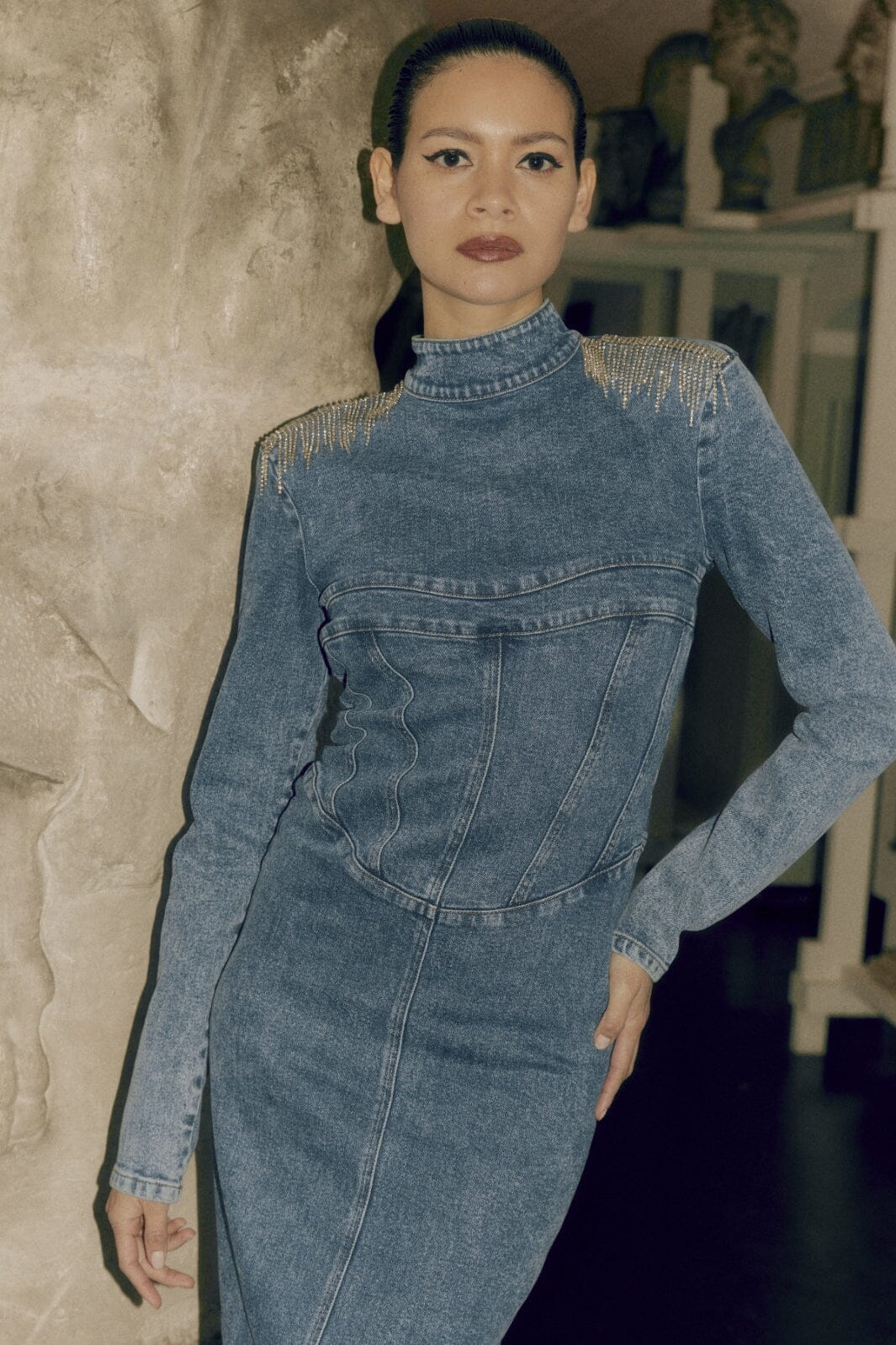 Gestuz - FrillyGZ short dress - Mid blue washed Kjoler 