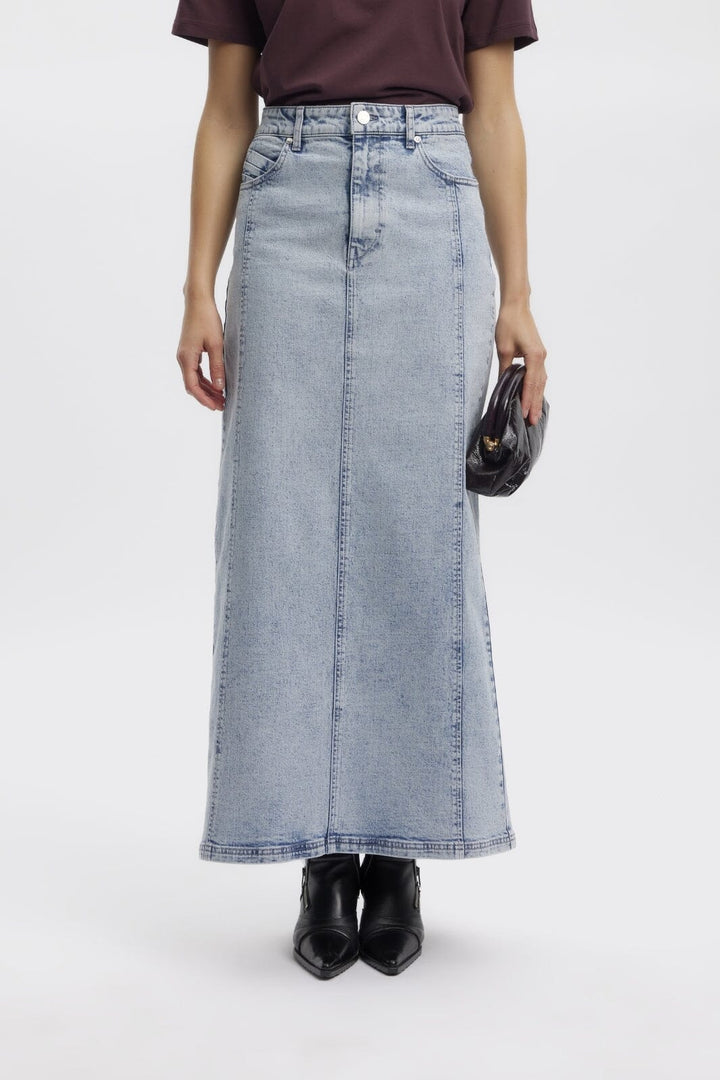 Gestuz - JaniceGZ long skirt - Washed mid blue Nederdele 