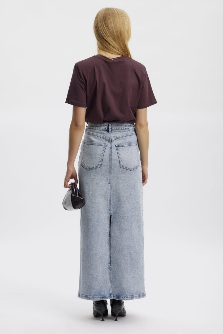 Gestuz - JaniceGZ long skirt - Washed mid blue Nederdele 