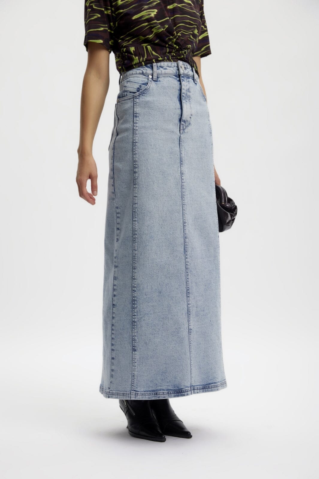 Gestuz - JaniceGZ long skirt - Washed mid blue Nederdele 