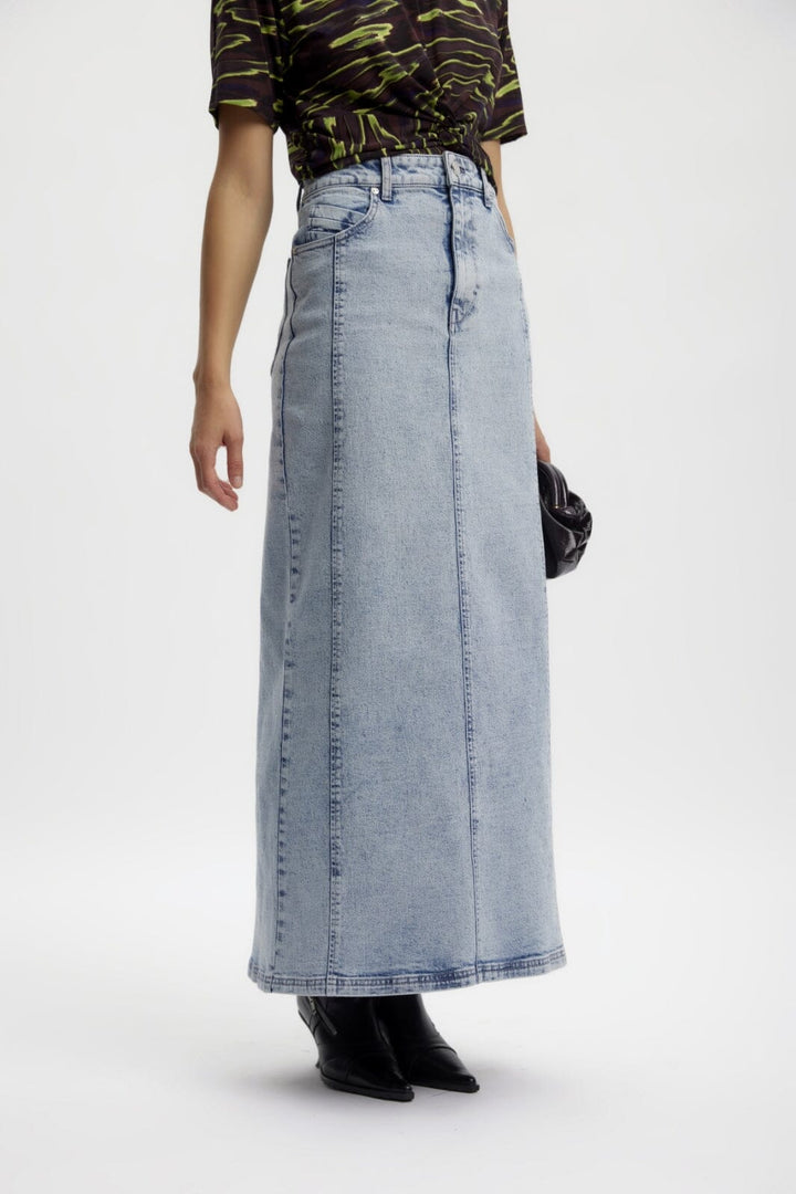 Gestuz - JaniceGZ long skirt - Washed mid blue Nederdele 