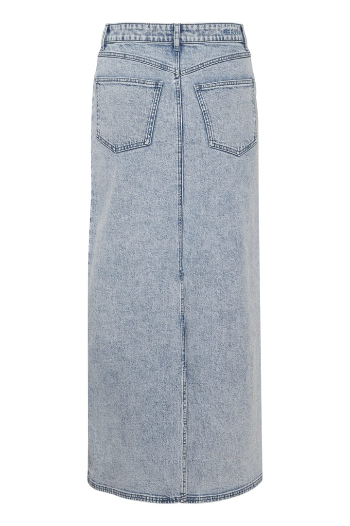 Gestuz - JaniceGZ long skirt - Washed mid blue Nederdele 